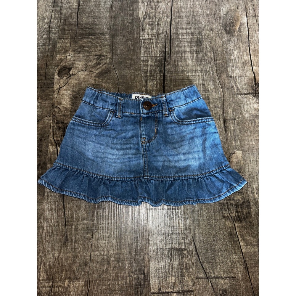 OshKosh Bgosh Toddler Girls Blue Denim Ruffle Hem Skirt Size 2T